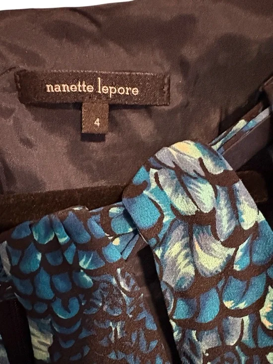 Nanette Lepore 100% Silk Peacock Feather Print Dress - Size 4 - Made in USA - Picture 2 of 8